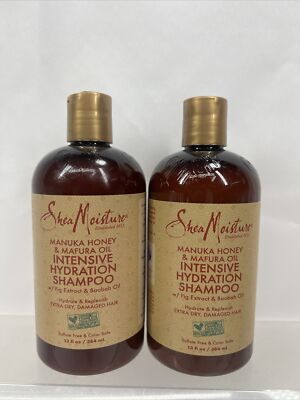 (2) Shea Moisture Manuka Honey Mafura Intensive Hydration Retention Shampoo 13oz