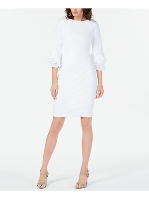 

CALVIN KLEIN Женское белое вечернее платье-футляр с рукавом 3/4 выше колена, Белый