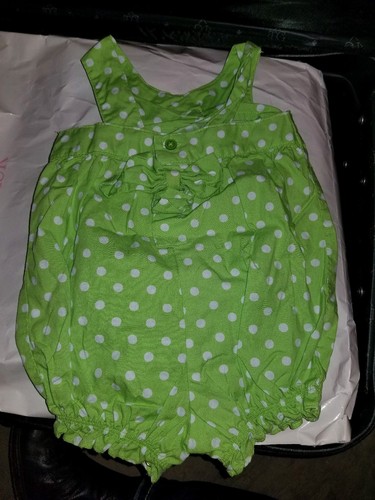 BABY GIRL 3 MONTH CARTER'S POLKA DOT BUBBLE ROMPER OUTFIT GREEN