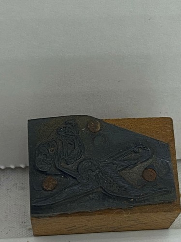 Vintage Letterpress Stork Carrying a Baby NewsPaper Printing Block
