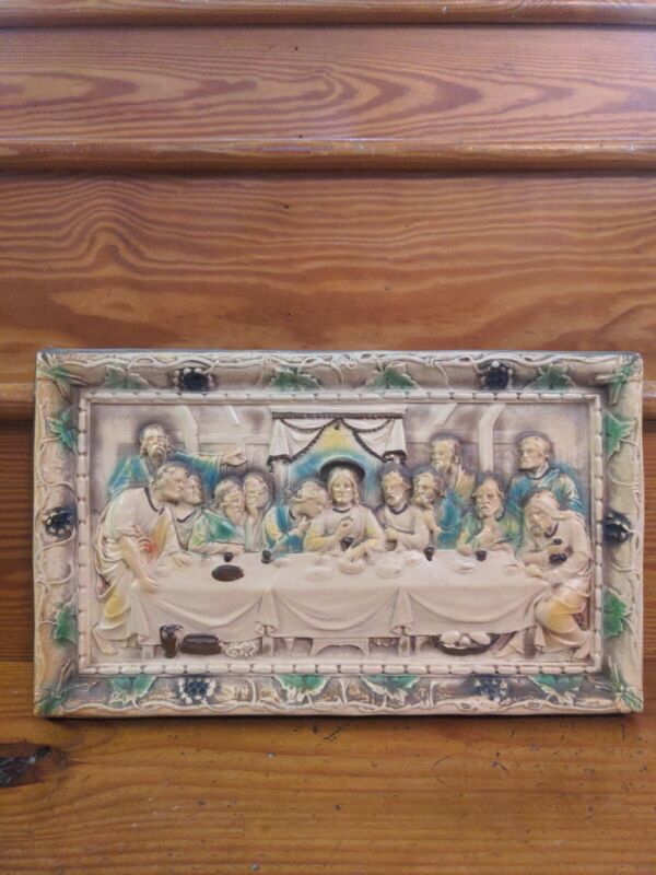 Vintage Ceramic Last Supper Religious Jesus Wall Hanging Plaque