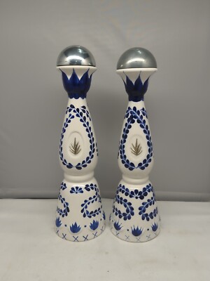 Lot Of 2 Clase Azul Reposado Tequila White And Blue Empty Bottle 750ml Rinsed