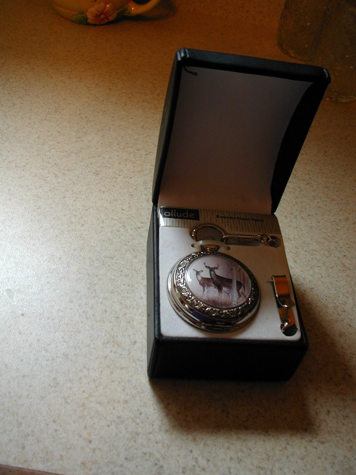 NEW IN BOX ALLUDE KEEPSAKE POCKET WATCH TWO DEER