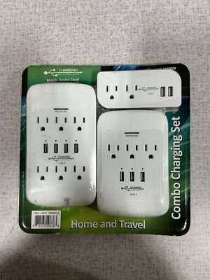 Charging Essentials Home and Travel Combo Charging Set Surge Protected