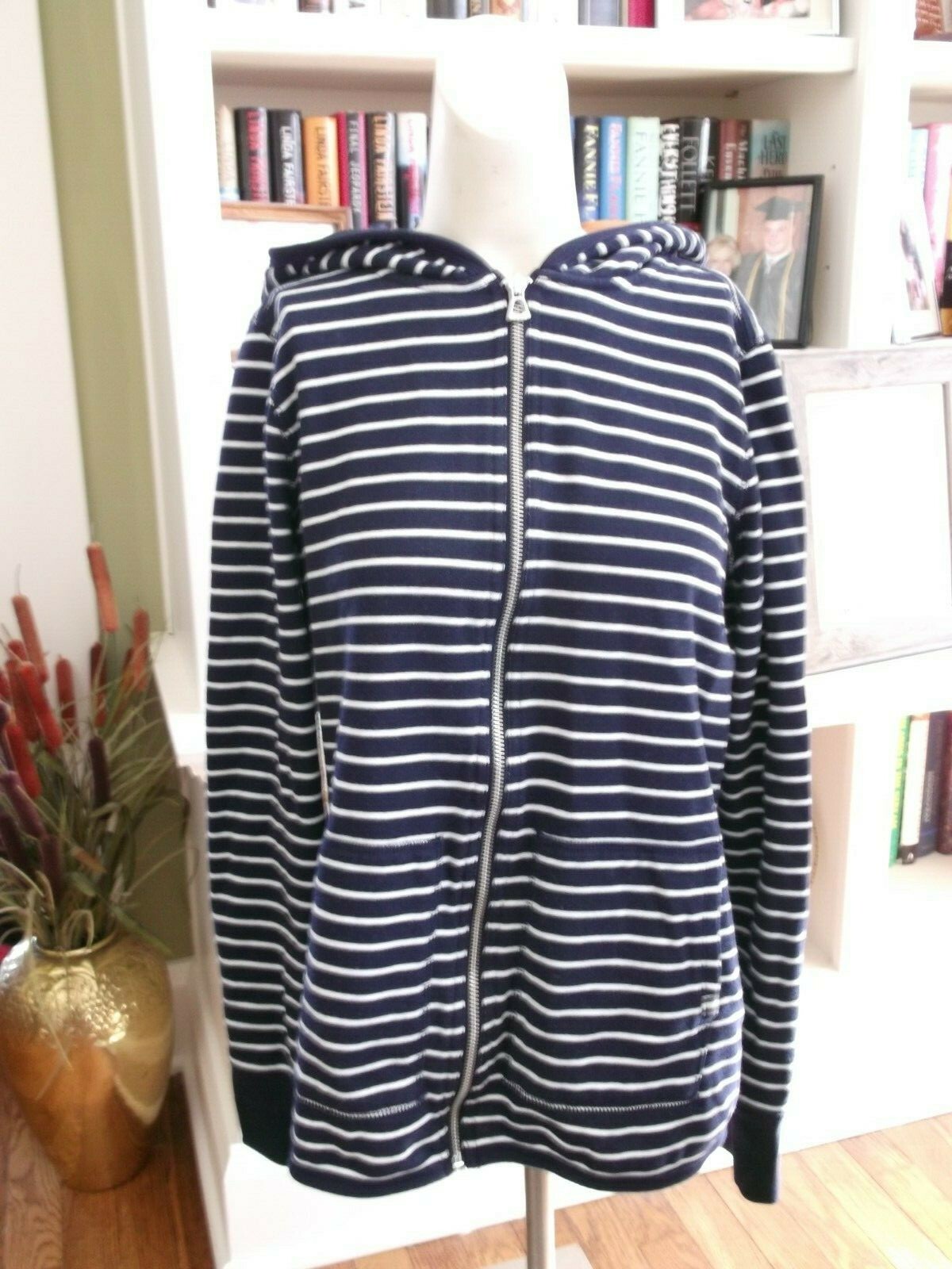 GAP zip hoodie navy × silver GAP Factory Men's Full Zip Fleece Logo Hoodie (Navy Heather