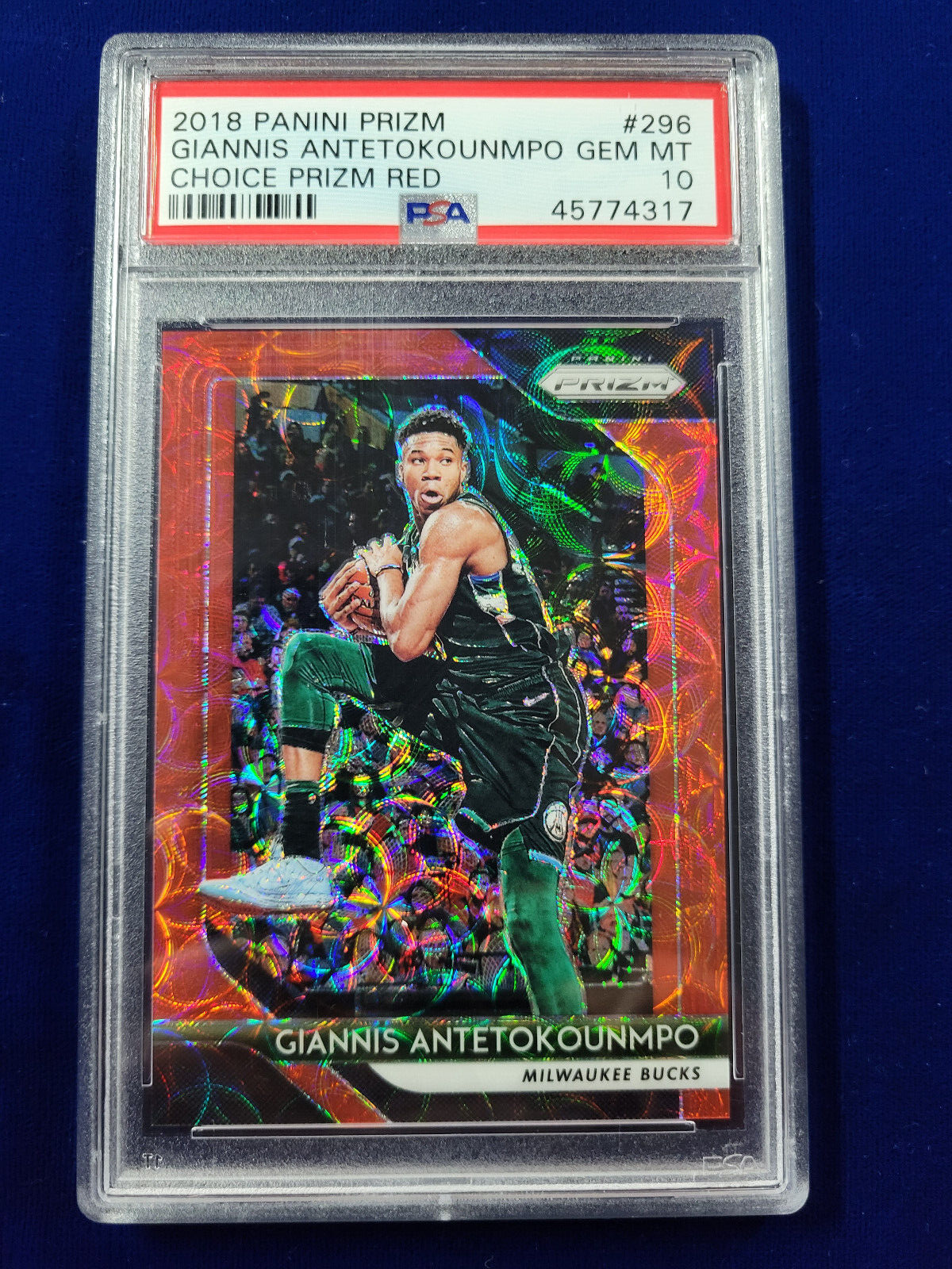 🌟2018 PRIZM CHOICE PRIZM-RED #296 GIANNIS ANTETOKOUNMPO #/88 PSA