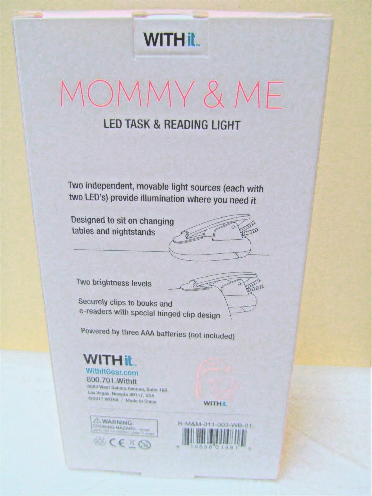 Withit Pink MOMMY & ME Battery Powered Led Task & Reading Clip Light