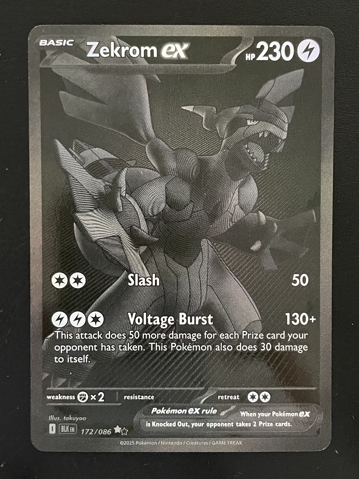 2025 Pokémon Full Art Black Holo Zekrom EX 172/86