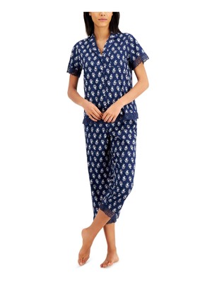 

CHARTER CLUB Intimates Темно-синие штаны для сна с цветочным принтом, Navy