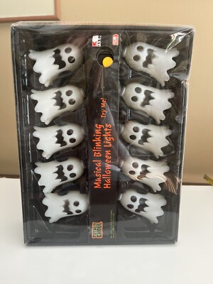 Vintage Halloween Musical Blow Mold Ghost String Lights Battery Nib