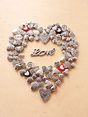 100 x Herzperlen zum Basteln/Schmuckherstellung Beads Spacer Zwischenperlen Deko