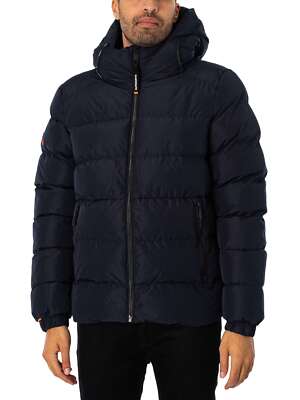 Мужская спортивная пуховая куртка Superdry с капюшоном, синий