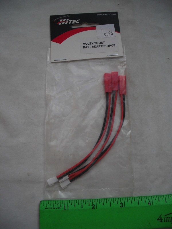 Hitec 44234 Molex to JST Battery Adapter, Cable, RC R/C Plane Airplane Boat Car
