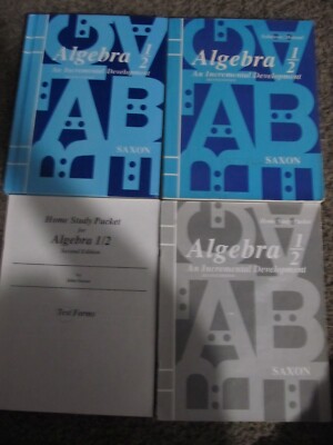 Saxon Math ALGEBRA 1/2 Textbook Answers Solutions Tests SET 4 Books