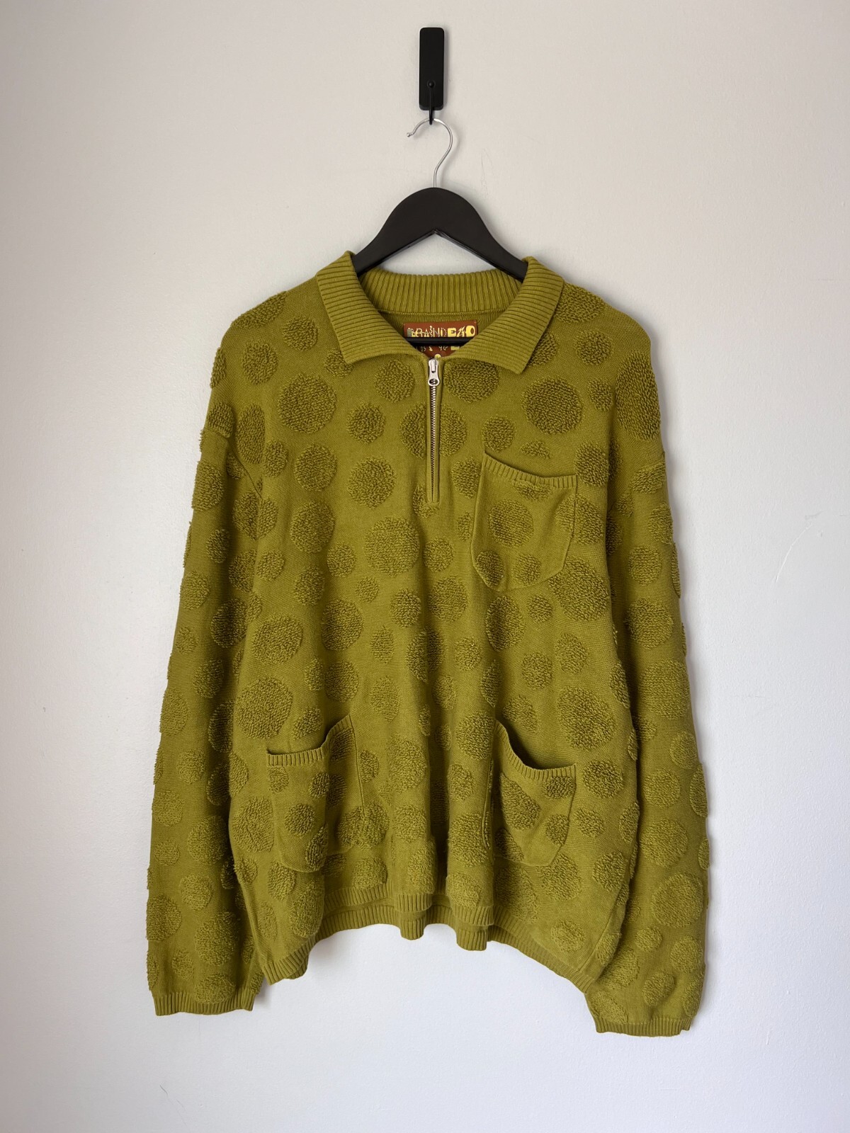 Brain Dead Dot Half Zip Sweater - Size Medium - Green - NEW