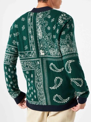 Pre-owned Mc2 Saint Barth Bandanna Dark Green Knitted Cardigan With Saint Barth Embroidery