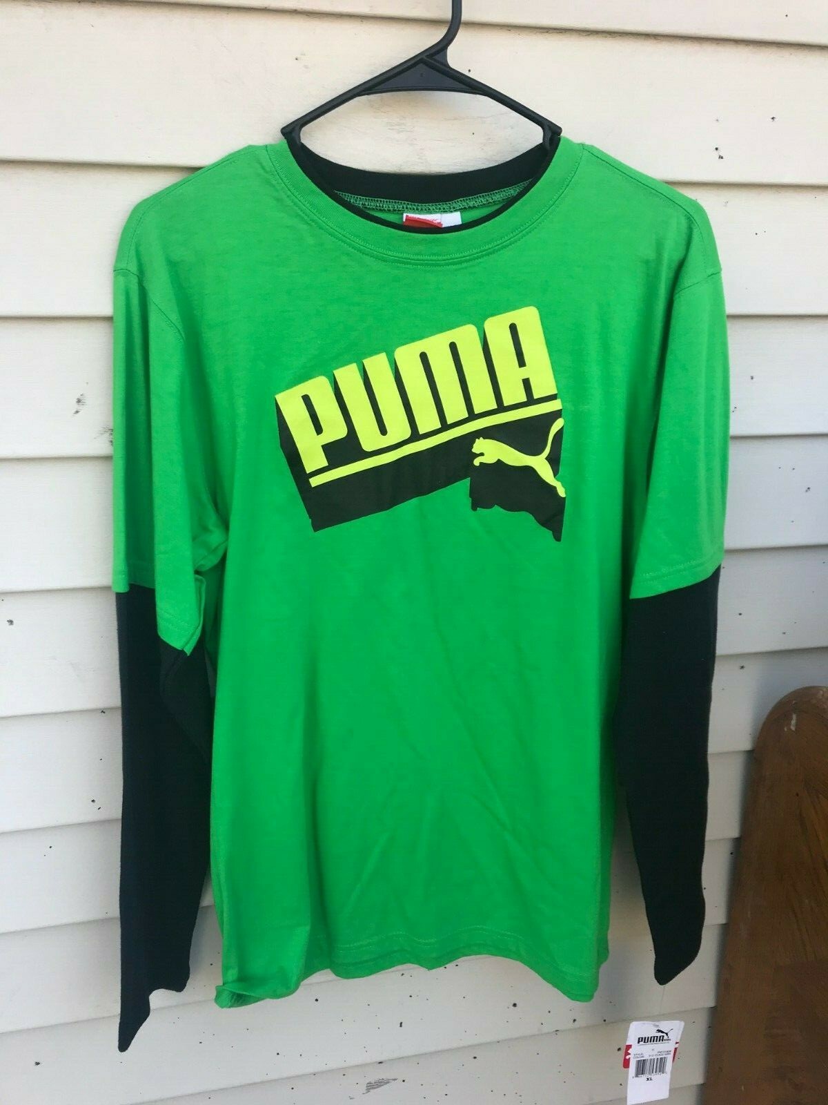 Puma boys long sleeve shirt green WITH black SIZE XL | eBay