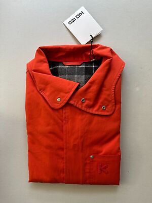 Pre-owned Kenzo Men's Mid Length Poppy Coat In Poppy Orange-medium