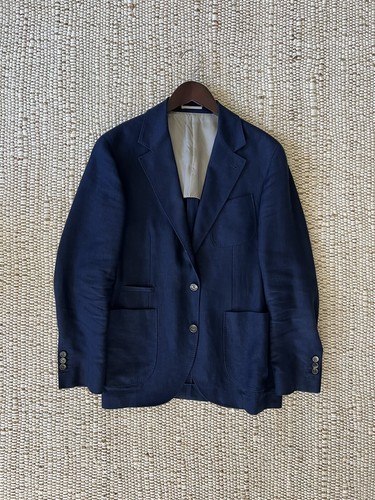 Brunello Cucinelli Linen/Wool/Silk Ocean Blue Men's Blazer