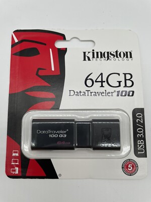 Kingston 64GB DataTraveler 100 G3 USB 3.0 USB Flash Drive DT100G3/64GB