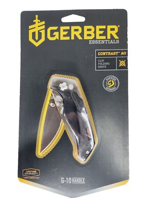 Gerber Essentials Pocket Knife Contrast AO Assisted Clip Folding G-10 Handle NEW