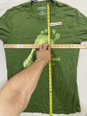 HYBRYD Leave Only Footprints Earth Day Green Tee T Shirt Adult L. NWT
