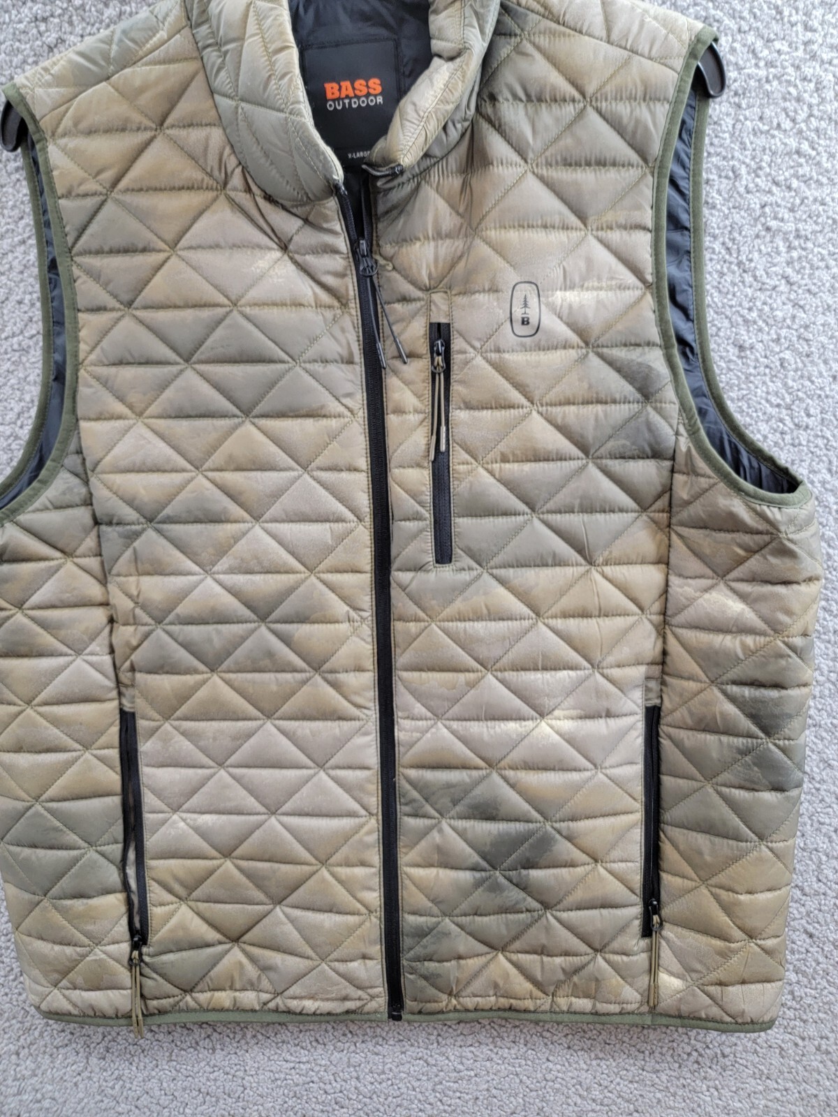 Bass Outdoor Delta Diamond Quilted Packable Puffer Vest Men's XL Olive Combo - Picture 8 of 16