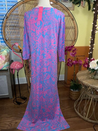 Pre-owned Lilly Pulitzer Morgann Maxi Aura Pink Leaf An Impression Size Xl In Multicolor