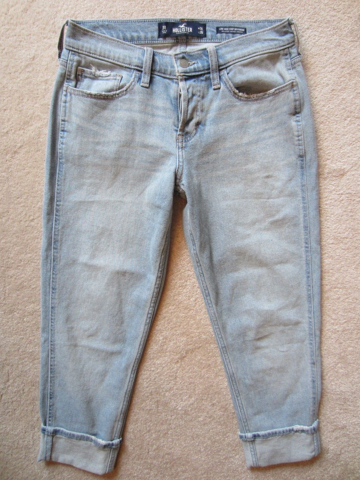 WOMENS HOLLISTER LOW RISE CROP BOYFRIEND VINTAGE STRETCH JEANS Size 3 26\
