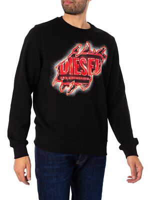 

Мужская толстовка Diesel с рисунком Ginn, черная, Черный