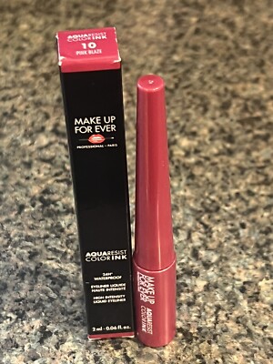 Make Up For Ever Aqua Resist Color Ink Liquid Eyeliner~10 Pink Blaze~NIB~Full Si