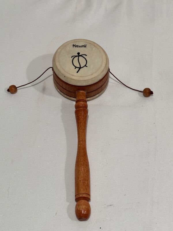 Vintage Double-Sided Hand held Drum from Hawaii 9.5"