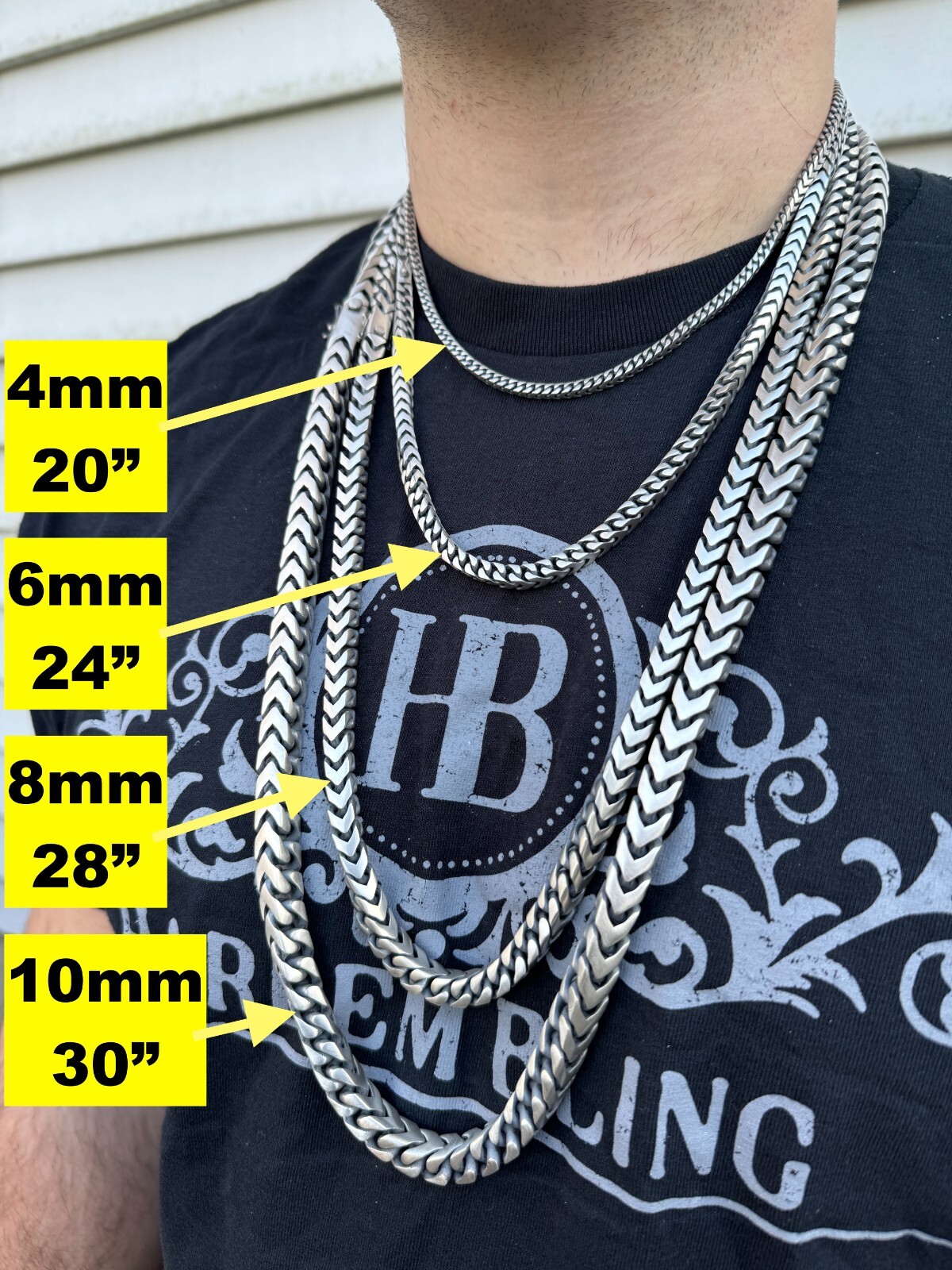 Pre-owned Silver Big 4-10mm Franco Chain Necklace Or Bracelet Oxidized Real 925  Box Clasp