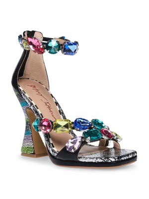 

Женские черные босоножки на каблуке BETSEY JOHNSON с квадратным носком и расклешенным каблуком, размер 7,5 м, Черный, LILL01S5