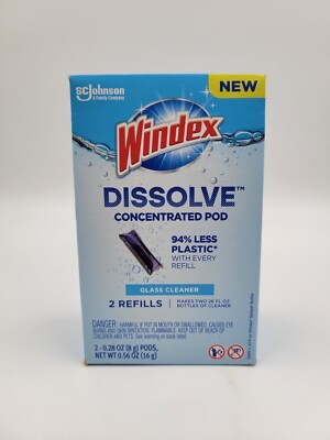 Windex Dissolve Concentrated Pods, Glass Cleaner, 2 Concentrated Dissolvable New