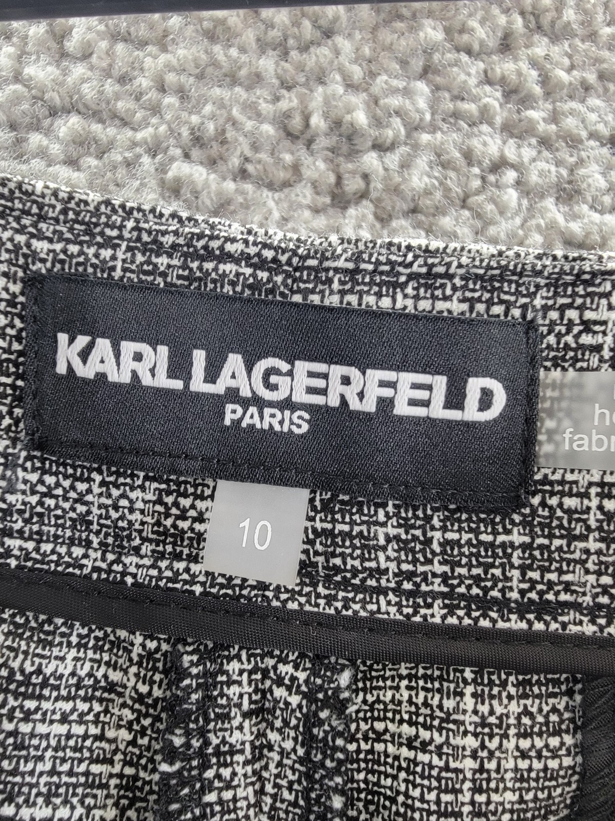 KARL LAGERFELD PARIS Plaid Side-Stripe Wide-Leg Pants Women's 10 Gray Multi - Picture 11 of 19