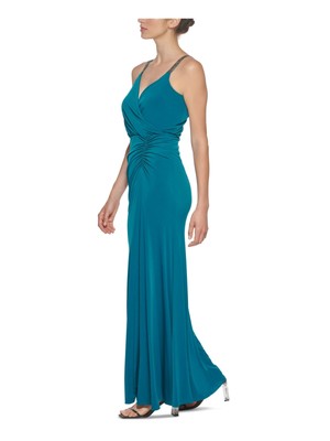 

CALVIN KLEIN Womens Teal Straps Трикотажное платье из джерси на тонких бретельках