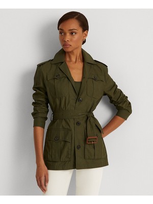 

LAUREN RALPH LAUREN Женская зеленая куртка прямого кроя на пуговицах с поясом, Зеленый, 200871708001