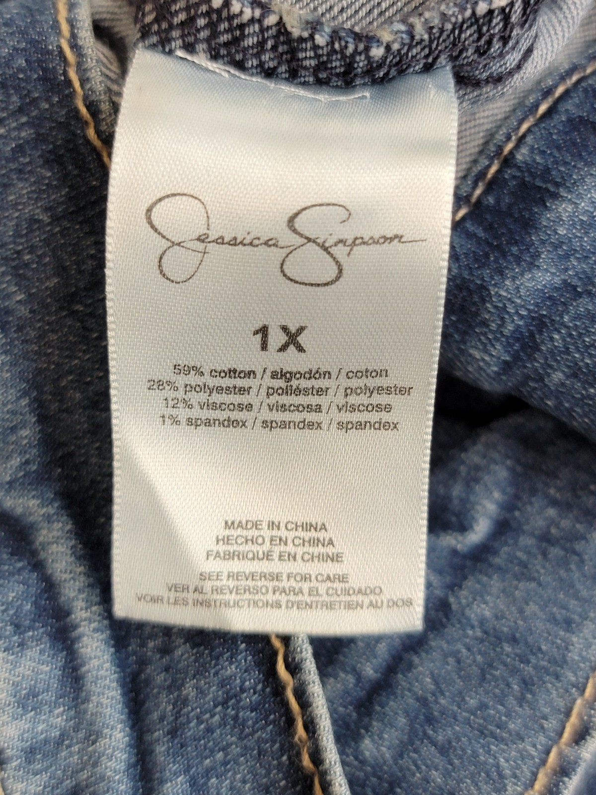 Jessica Simpson Trendy Plus Pixie Long Sleeve Denim Jacket Women's 1X Mercer - Picture 16 of 18