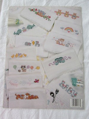 3 Cross Stitch Pattern Booklets Baby Bibs, Noah's Ark, Lucy's Friends, Blanket