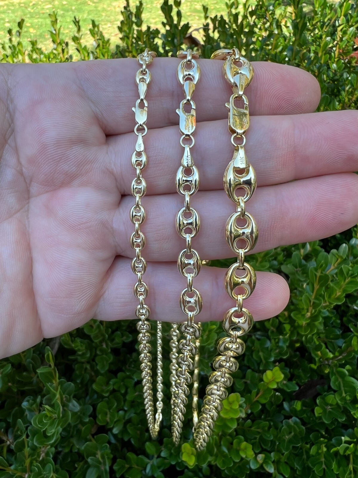 Pre-owned Harlembling Real 14k Yellow Gold Puffed Mariner Chain 5-9mm Thick 16-24" Men Ladies Necklace