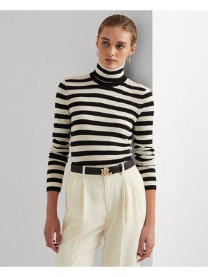 

Женский черный свитер с воротником-стойкой RALPH LAUREN с длинным рукавом для работы, размер