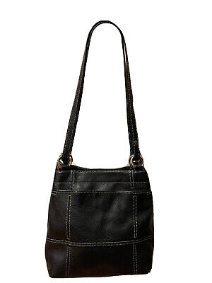 Tignanello Black Pebbled Leather Purse Medium Shoulder Bag A221616 Handbag