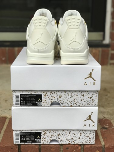 Pre-owned Jordan Size 12w / 10.5 M - Air  4 Retro Metallic Gold W In White