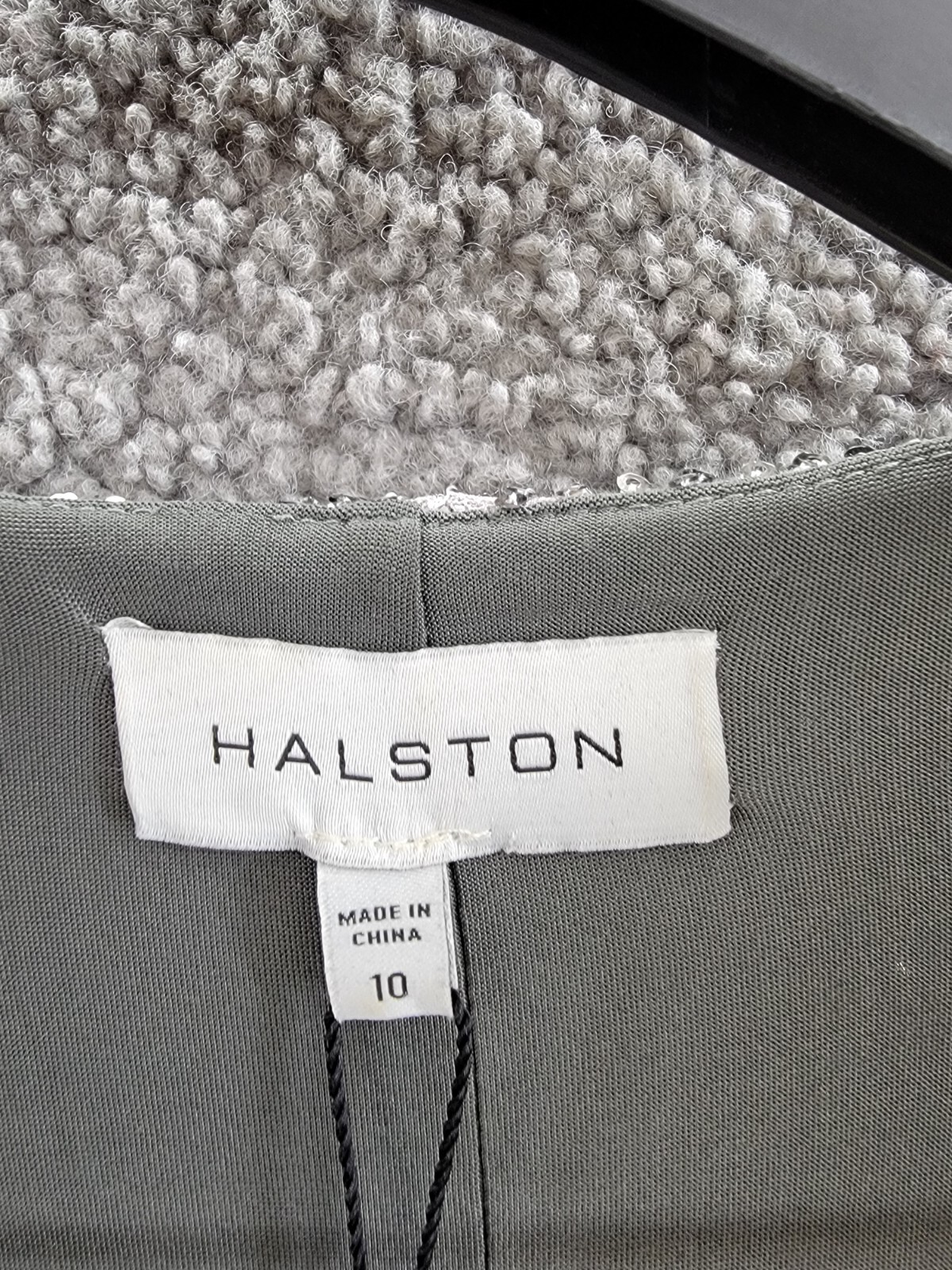 Pre-owned Halston Heritage Halston Falan Sequined Wrap Dress Women's 10 Dark Silver Long Sleeve Lined
