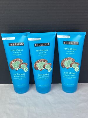 3 PK FREEMAN Anti-Stress Dead Sea Minerals Clay Mask 6 Oz Each