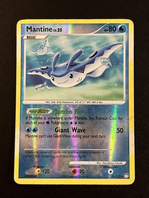 Mantine 29/123 Rare Reverse Holo Pokemon TCG Card Mysterious Treasures HP