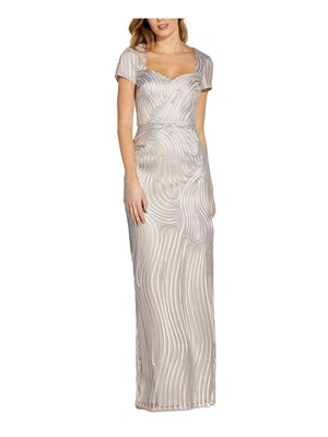 

ADRIANNA PAPELL Женское бежевое длинное платье с открытой спиной и рукавами-крылышками, Бежевый