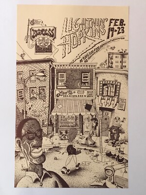 EGRESS Concert Poster,  1st Print, LIGHTNIN' HOPKINS, 1974. MINT!