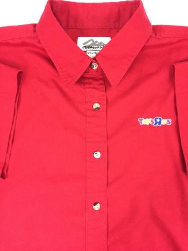 Toys R Us Employee Uniform Shirt Short Sleeve Red Button Up Women Large Vintage